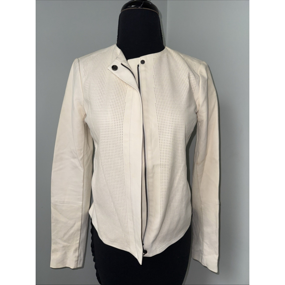 VINCE 100% Leather Zip Up Jacket Size XS